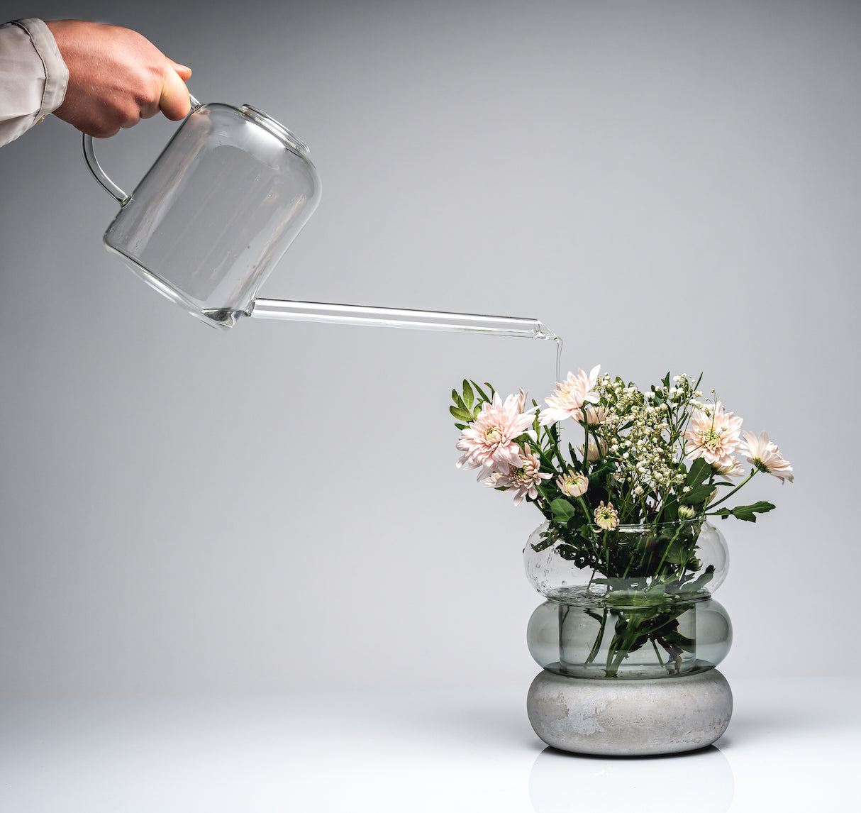 Muurla Design Glass Watering Cans. Clear Borosilicate Toughened Glass. 1.3L