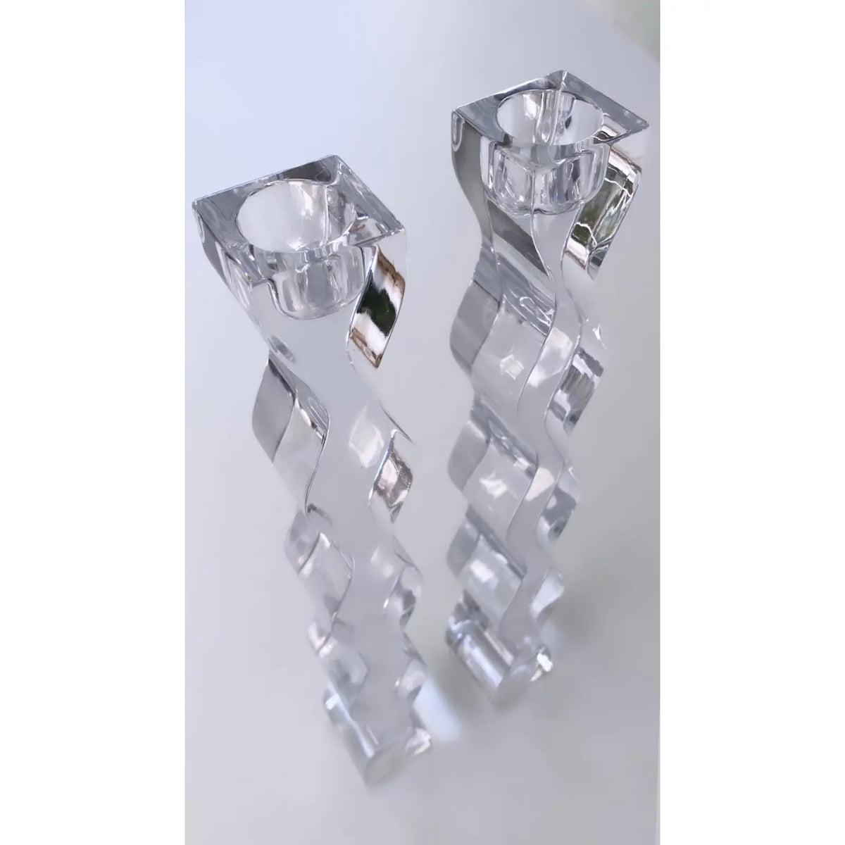 RITZENHOFF | Pure | Lead Crystal Glass Candle Sticks | Set of 2 | Design: Karim Rashid