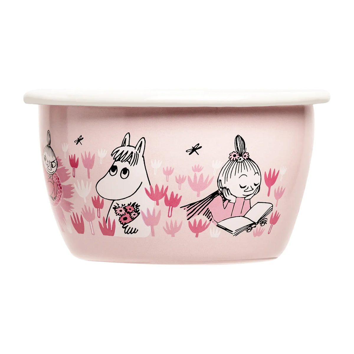 Moomin In The Garden Girls Bowl in Pink. Featuring Snorkmaiden and Little My