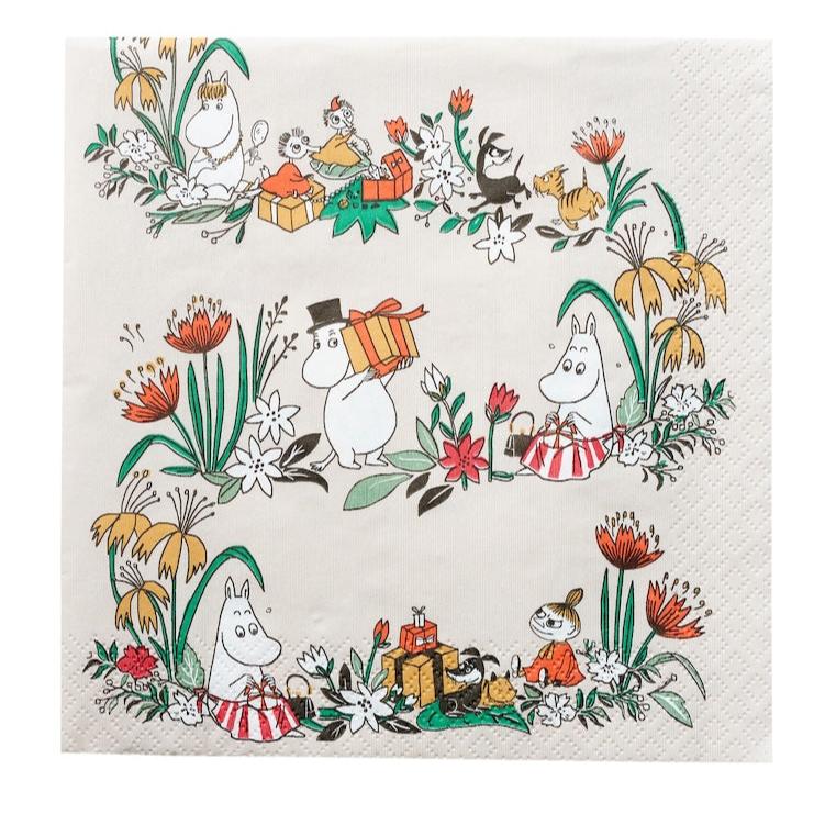 MOOMIN | Paper Napkins | Pack of 20 | 33x33cm | Misteli Beige