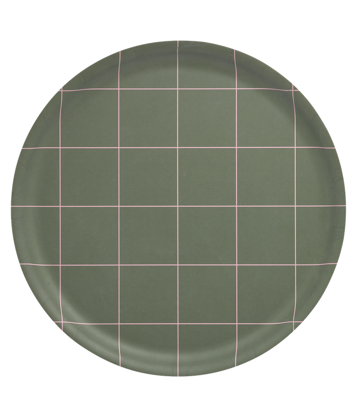 MUURLA | Checkes & Stripes, Tray, Olive, 35cm Dia