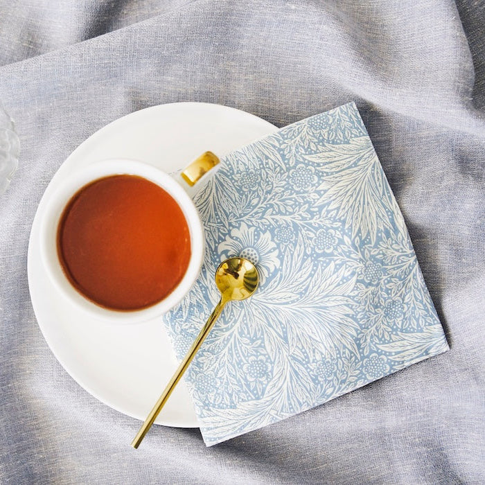 **In Stock 1st April** HAVI | William Morris Dinner Napkins | Pack of 20 | 33x33cm | Marigold, Light Blue