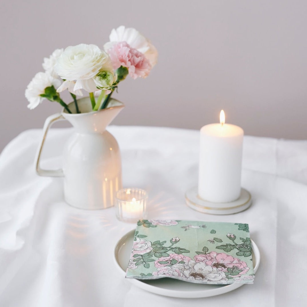 Havi Oy Napkins on a table setting with candles and flowers