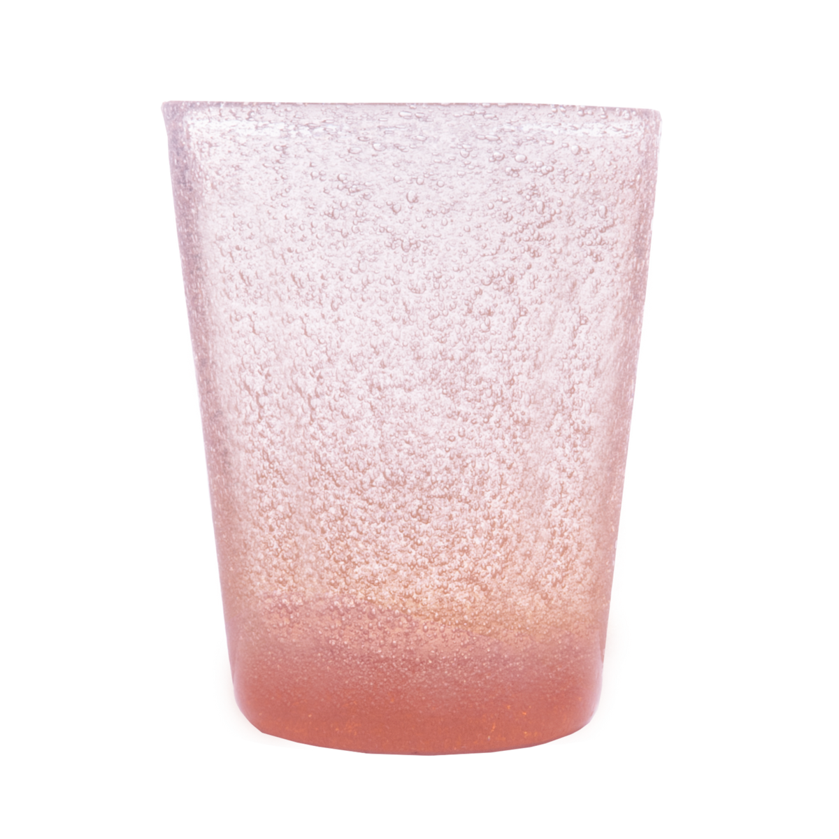 Cheerful, versatile coloured drinking glasses from Memento in Italy. For summer entertaining and everyday use. Decorative bubbles in the glass itself. Colour: Peach