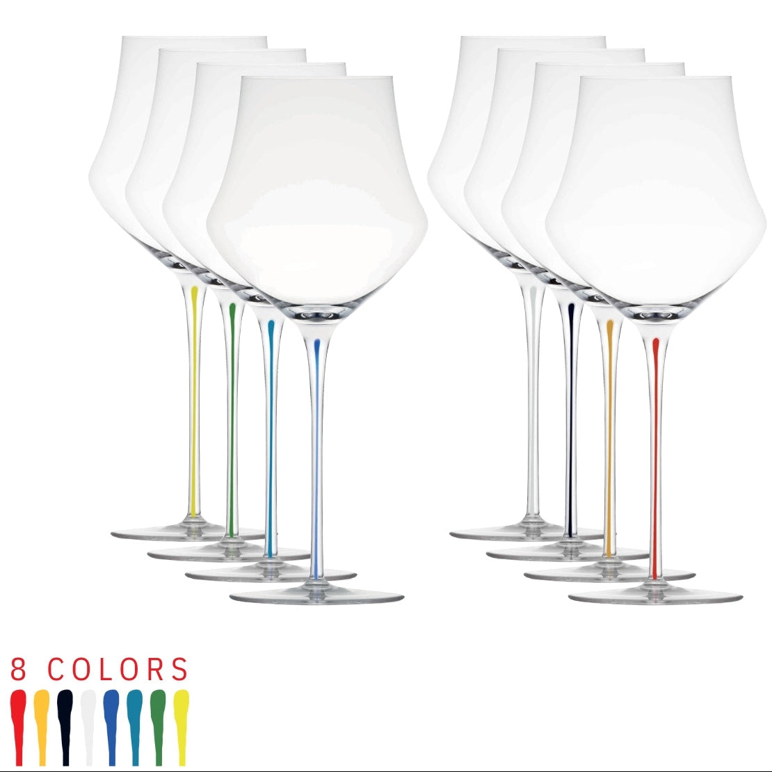 Memento Handblown Crystal Wine Glass with Red Stem