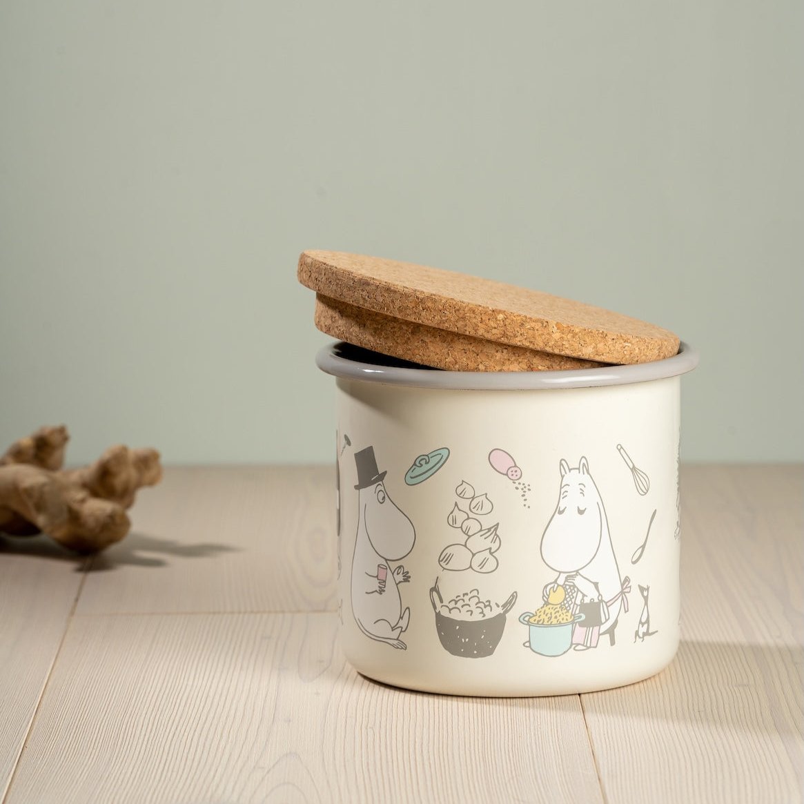 MOOMIN | Enamel Jar with Cork Lid | Bon Appétit | 1.3 L