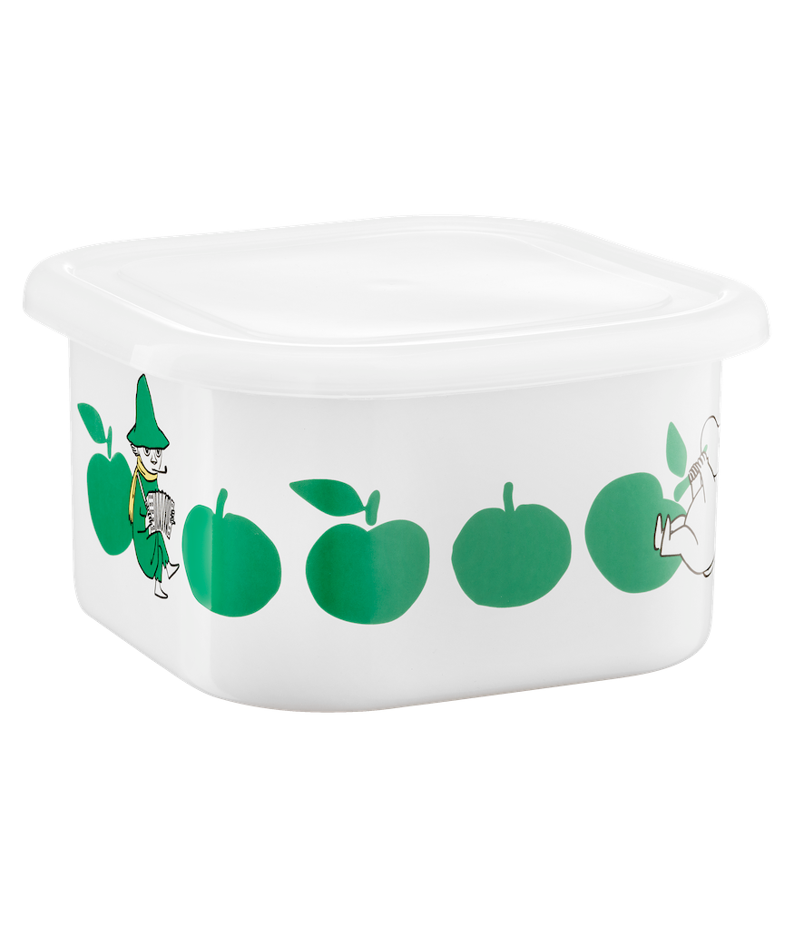 MOOMIN | Enamel Dish / Jar with Lid | Joyful Apples | 1.5 L