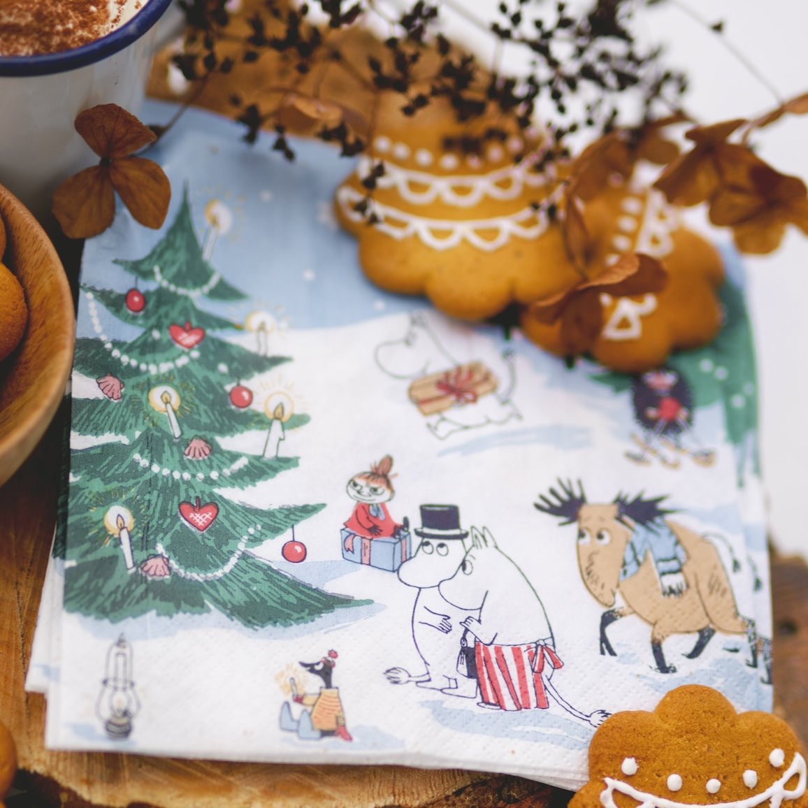 Moomin Christmas Wonderland Napkin by Havi Oy of Finland