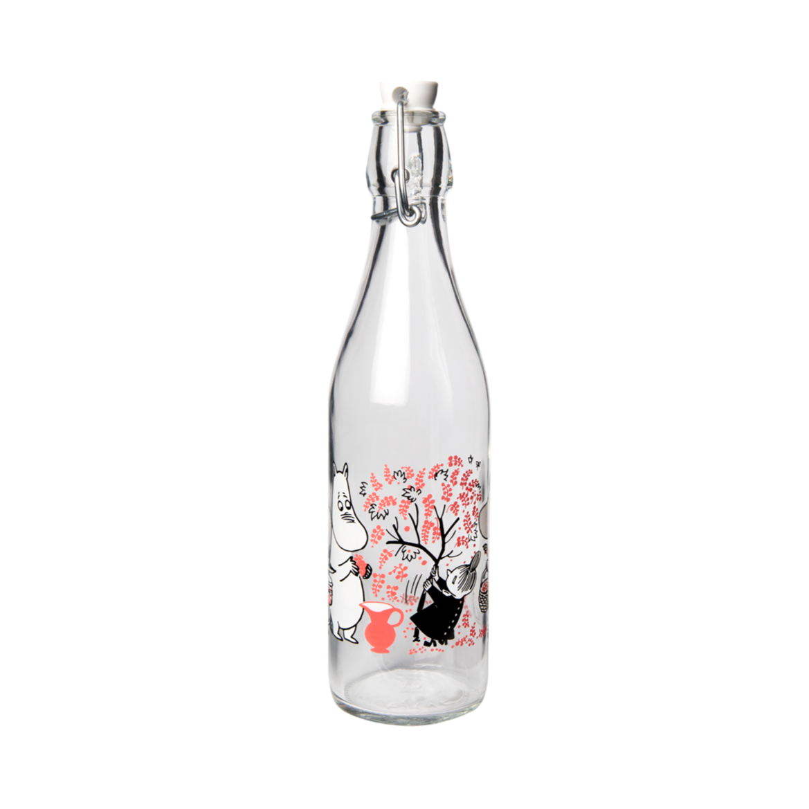 Muurla Moomin Berries Glass Bottle with Clamp Stopper, 0.5L. 774-050-02