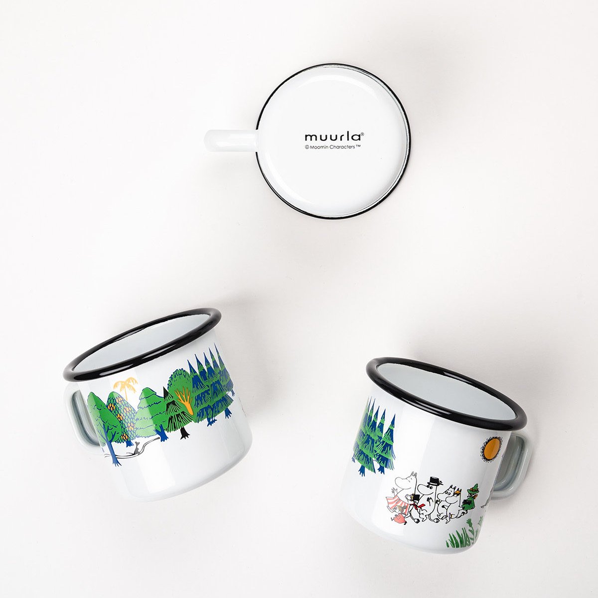 Moomin Valley Enamel Mug in the signature Colours design with a white background