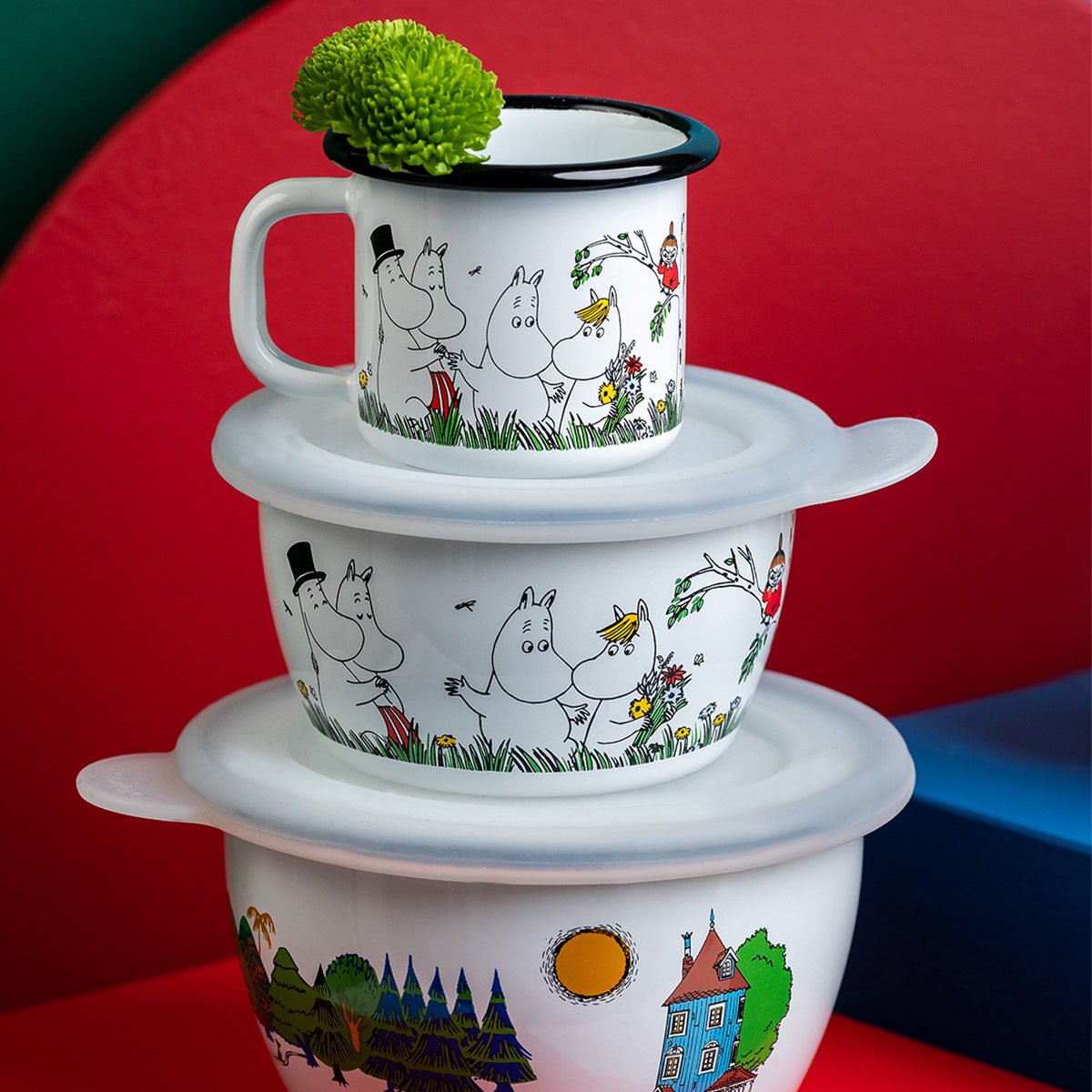 MOOMIN | Enamel Bowl  | Happy Family - Colours | 0.30L