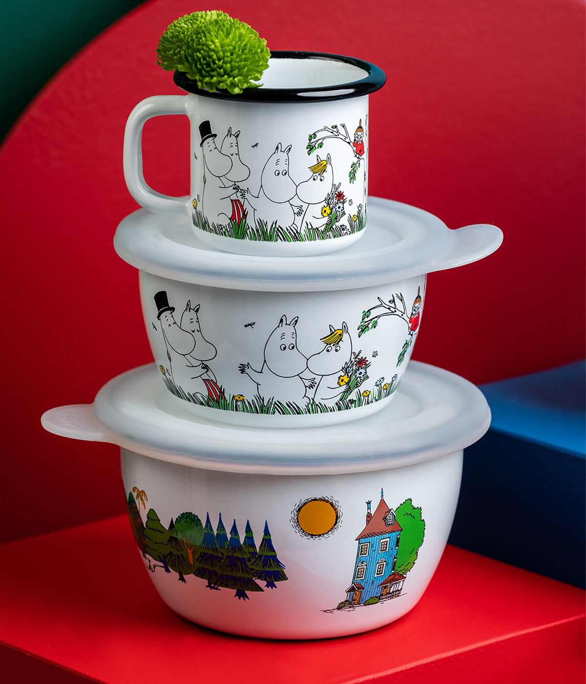 MOOMIN | Enamel Bowl  | Moomin Valley  - Colours  | 0.60L