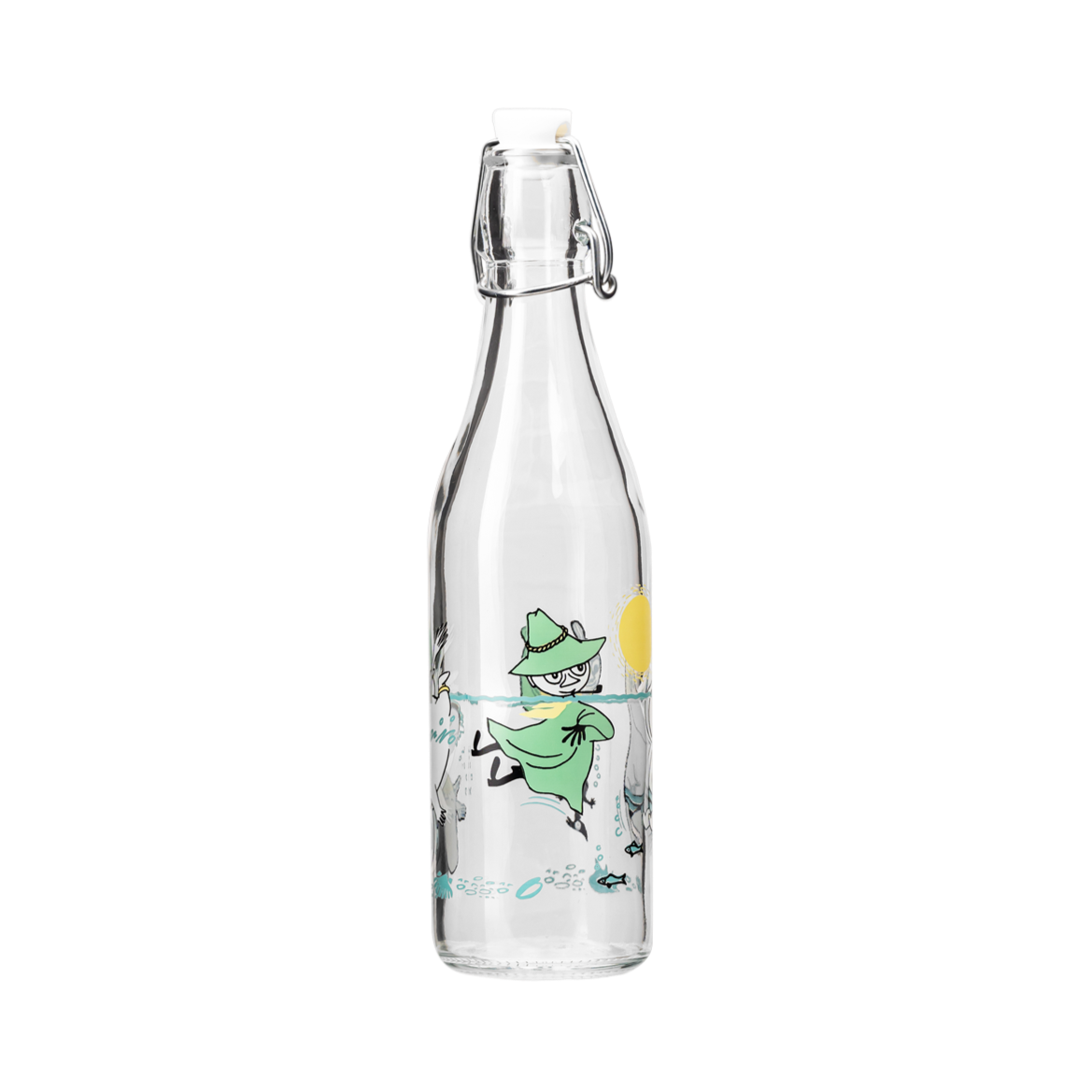 MUURLA | Moomin | Glass Bottle with clamp stopper | Fun In The Water | 0.5L