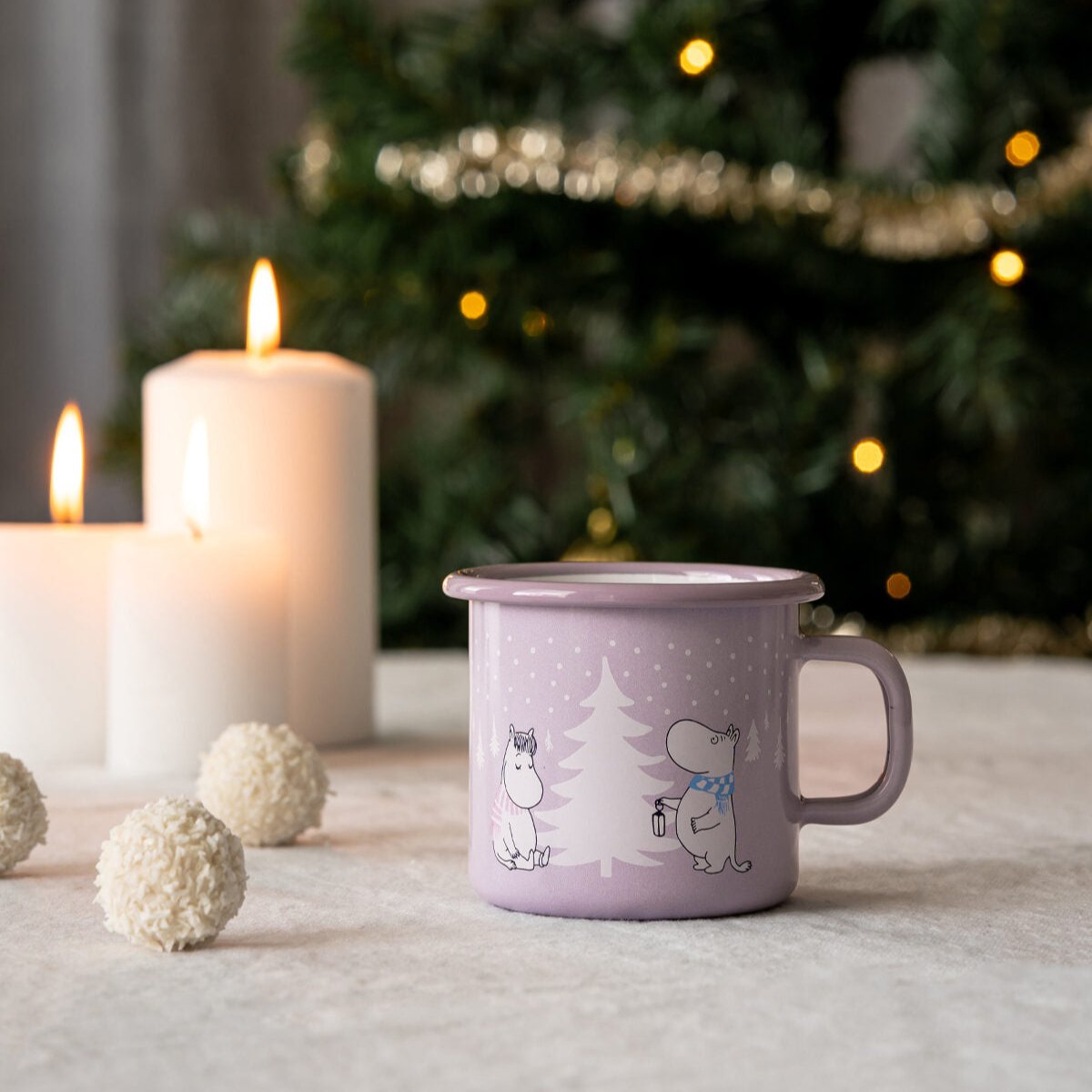 Moomin Snowfall enamel mug by Marla Design