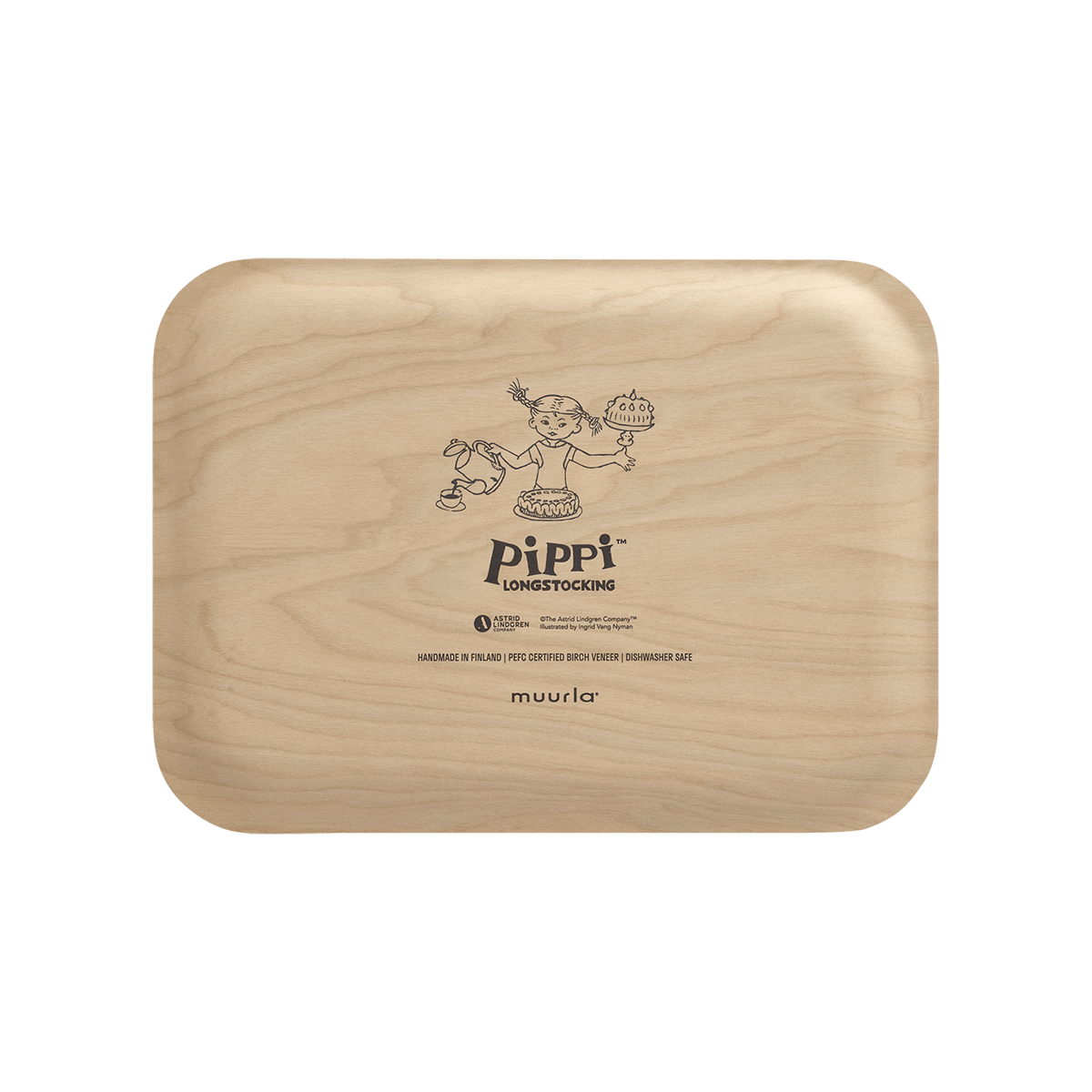 Pippi Longstocking Birthday Tray with birthday treats and cakes alongside. 