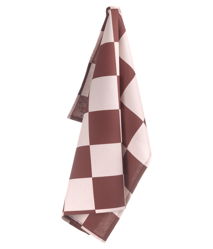 MUURLA | Checks & Stripes, Kitchen Towel, 50x65cm, Brown / Pink Checks