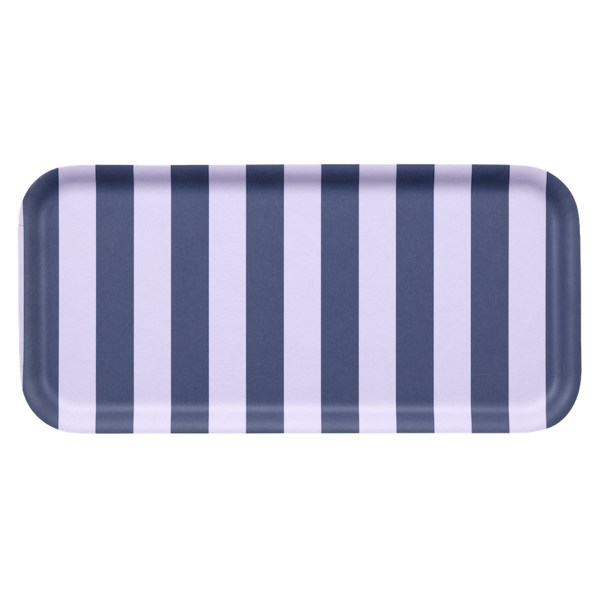 MUURLA | Checks & Stripes, Tray 27x13cm, Lilac & Blue