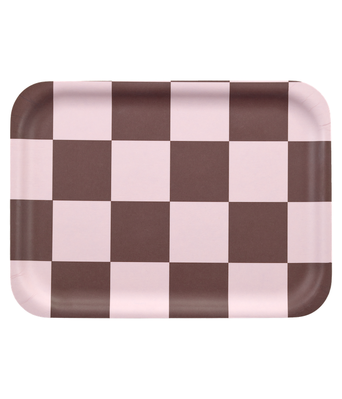 MUURLA | Checks & Stripes, Tray, 27x20cm, Brown & Pink Checks