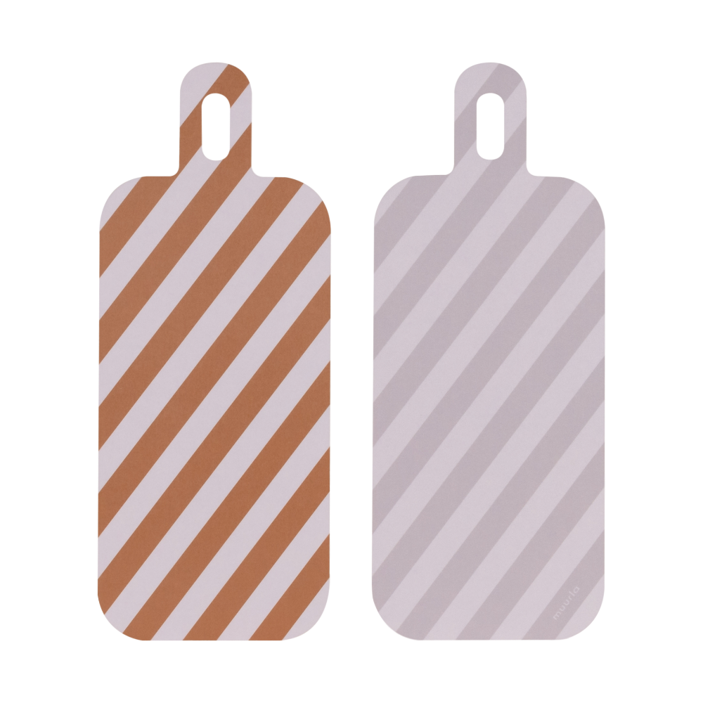 Muurla Design Chop &amp; Serve Boards Check &amp; Stripes Amber &amp; Grey