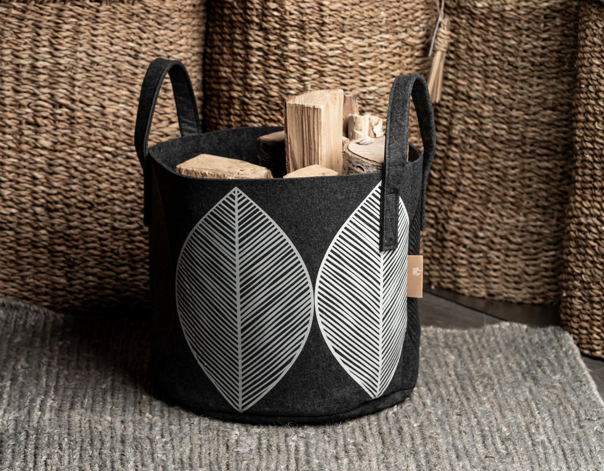 MUURLA | Storage Basket | Leaf | Dark Grey | 30 Litres | Made from Recycled Plastic Bottles