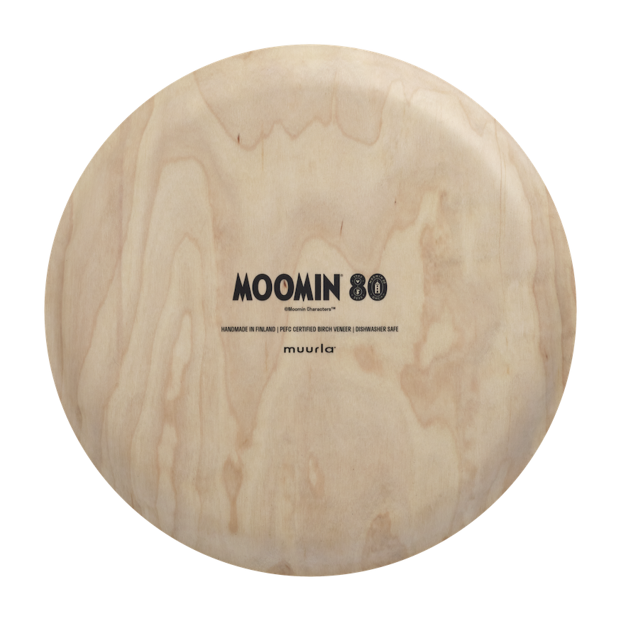 Moomin 80 Round Tray by Muurla Design. 35cm Diameter in made in Finland in Birch