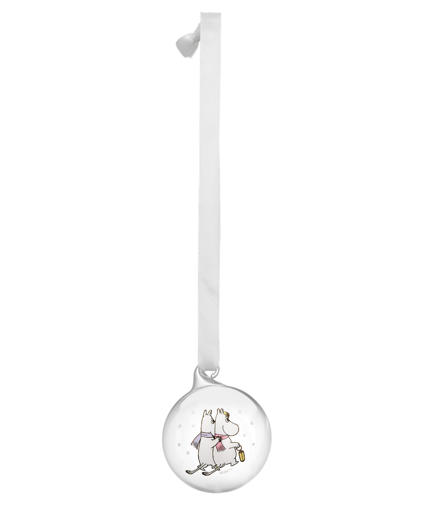 MOOMIN | Glass Bauble | Frosty Day | ⌀ 5cm | Moomintroll & Snorkmaiden
