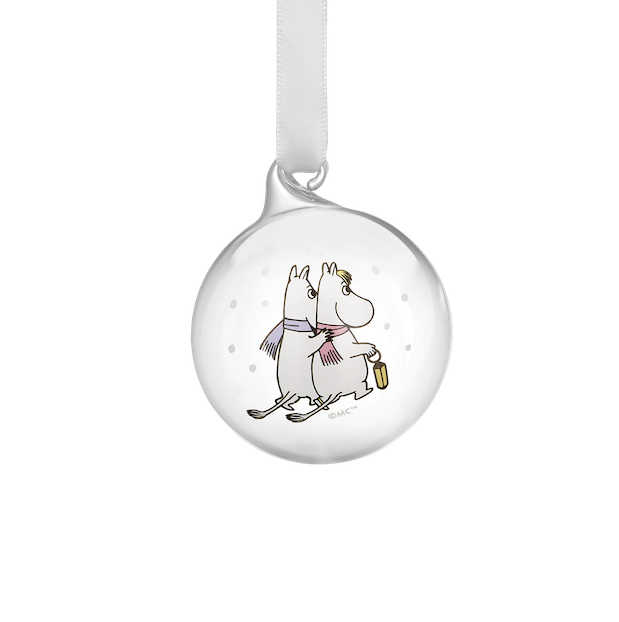 MOOMIN | Glass Bauble | Frosty Day | ⌀ 5cm | Moomintroll & Snorkmaiden