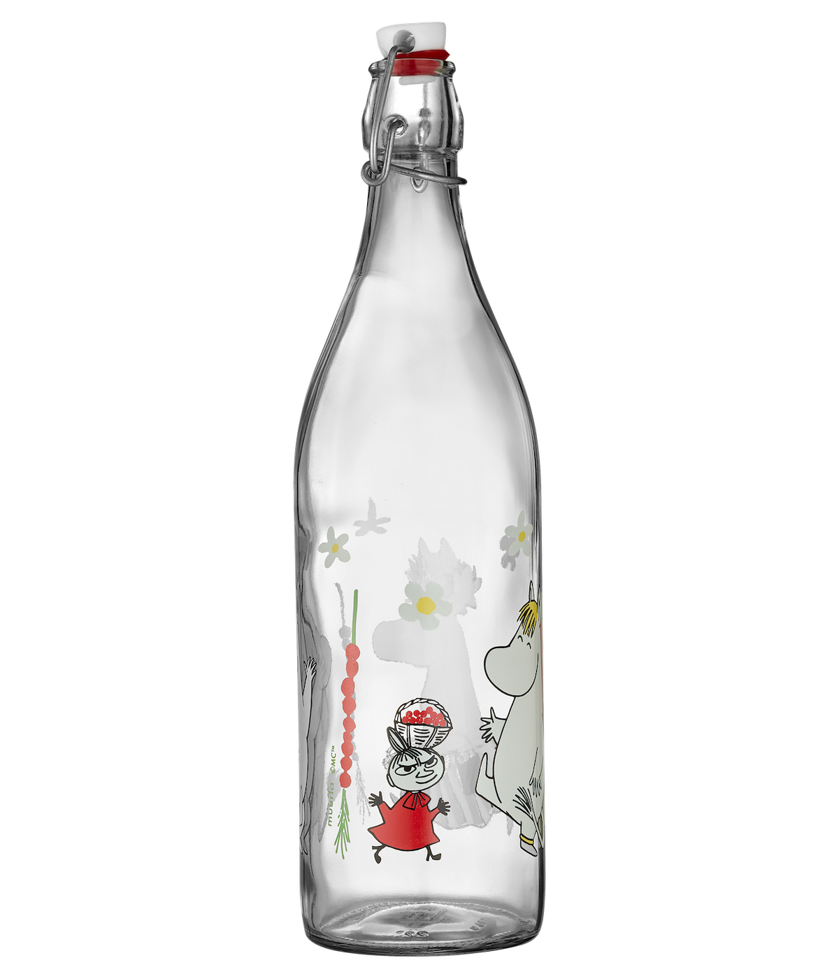 MOOMIN | Glass Bottle with Clamp Stopper | Wild Strawberries | 1L