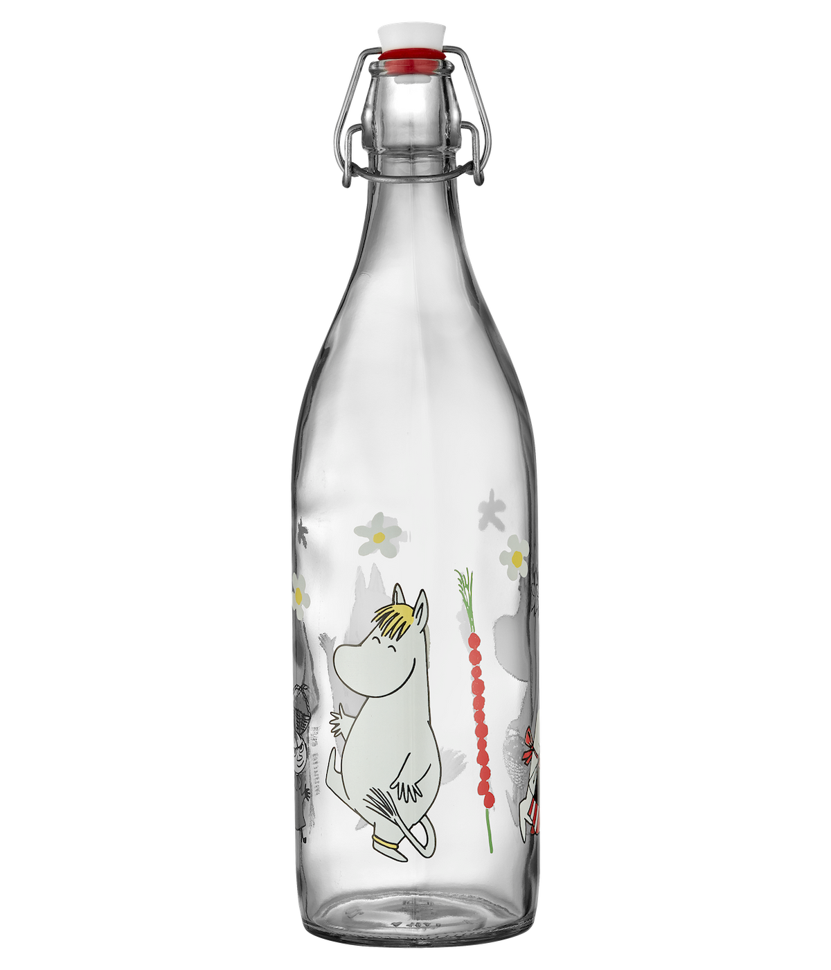 MOOMIN | Glass Bottle with Clamp Stopper | Wild Strawberries | 1L