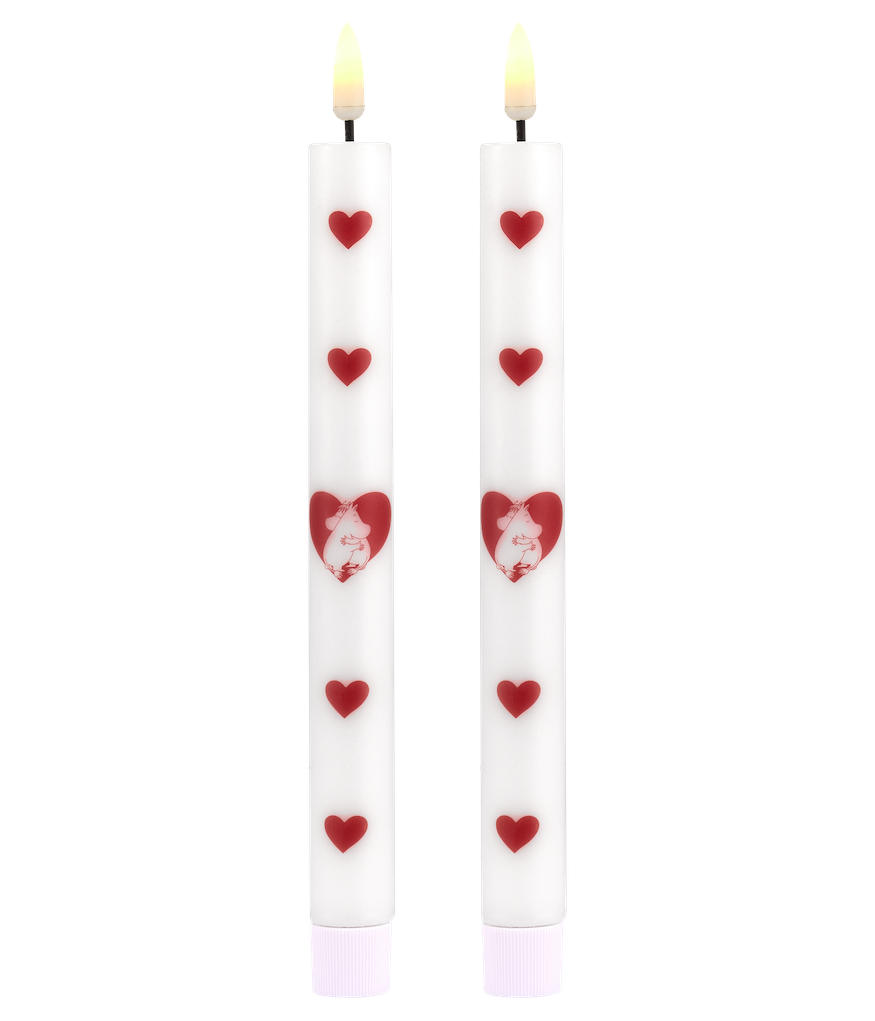 MOOMIN |  LED Taper Candles - Set of 2 | Heart | H 25cm x Dia 2.2cm