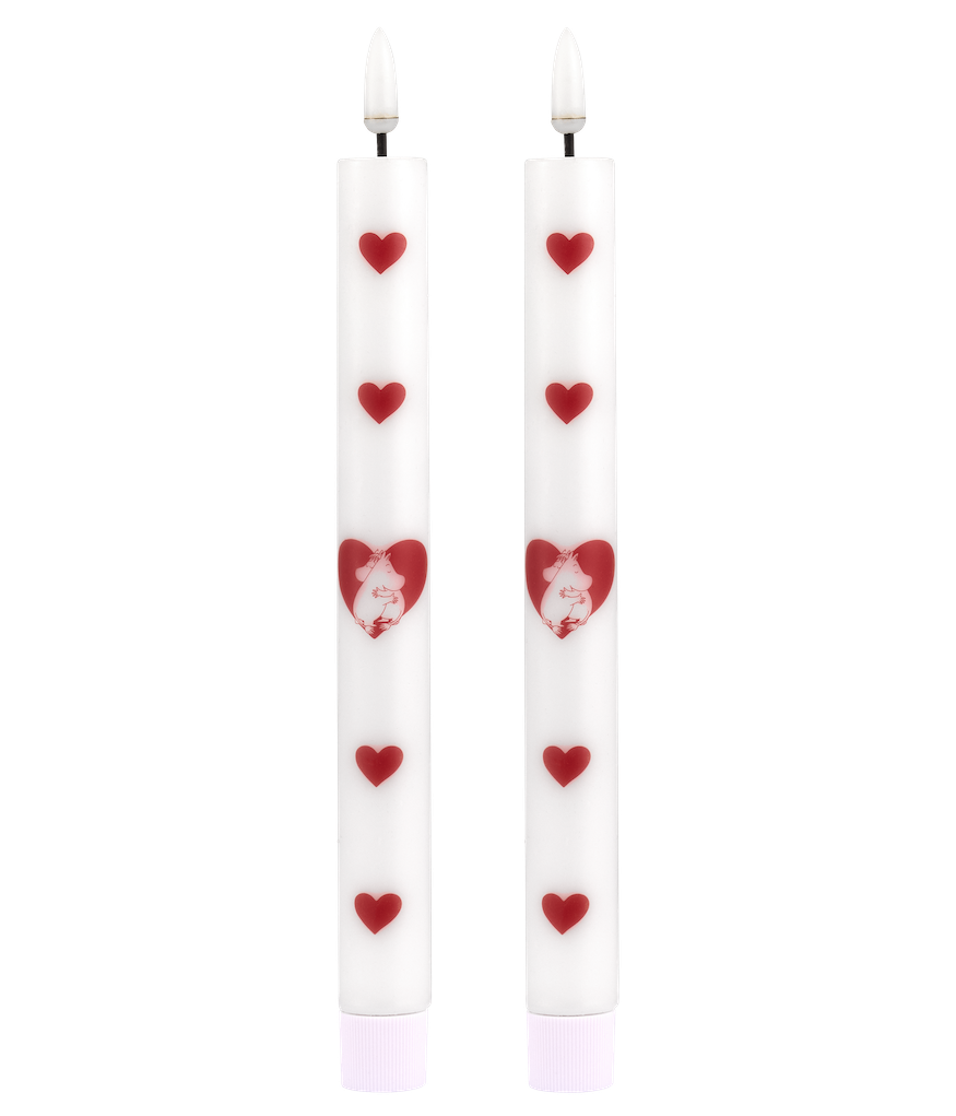 MOOMIN |  LED Taper Candles - Set of 2 | Heart | H 25cm x Dia 2.2cm