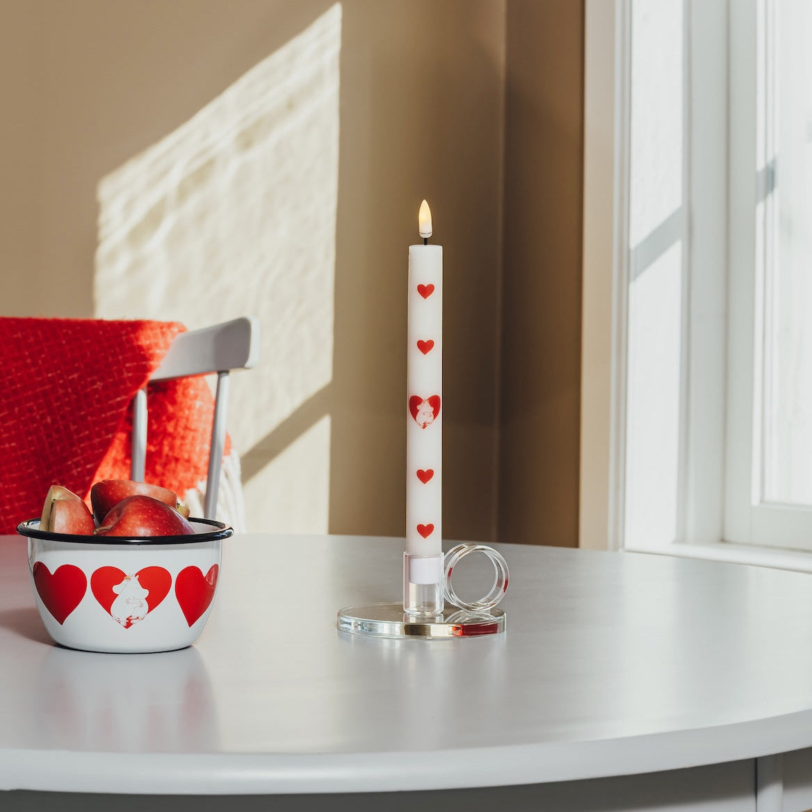 MOOMIN |  LED Taper Candles - Set of 2 | Heart | H 25cm x Dia 2.2cm