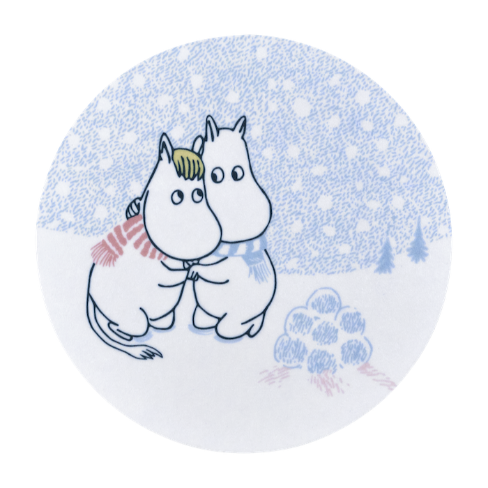 Muurla Moomin Coaster, Let It Snow, in Birch Veneer