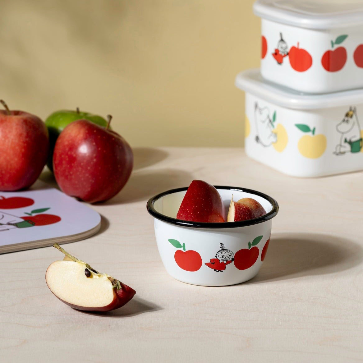 MOOMIN | Enamel Bowl | Joyful Apples - Red | 0.3L