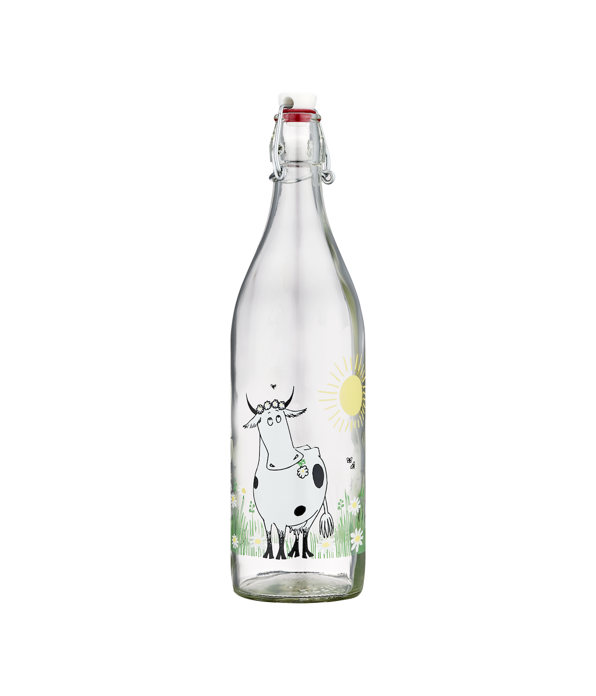 **Available Mid-March** MOOMIN | Glass Bottle with clamp stopper | Meadow | 1 L **New**