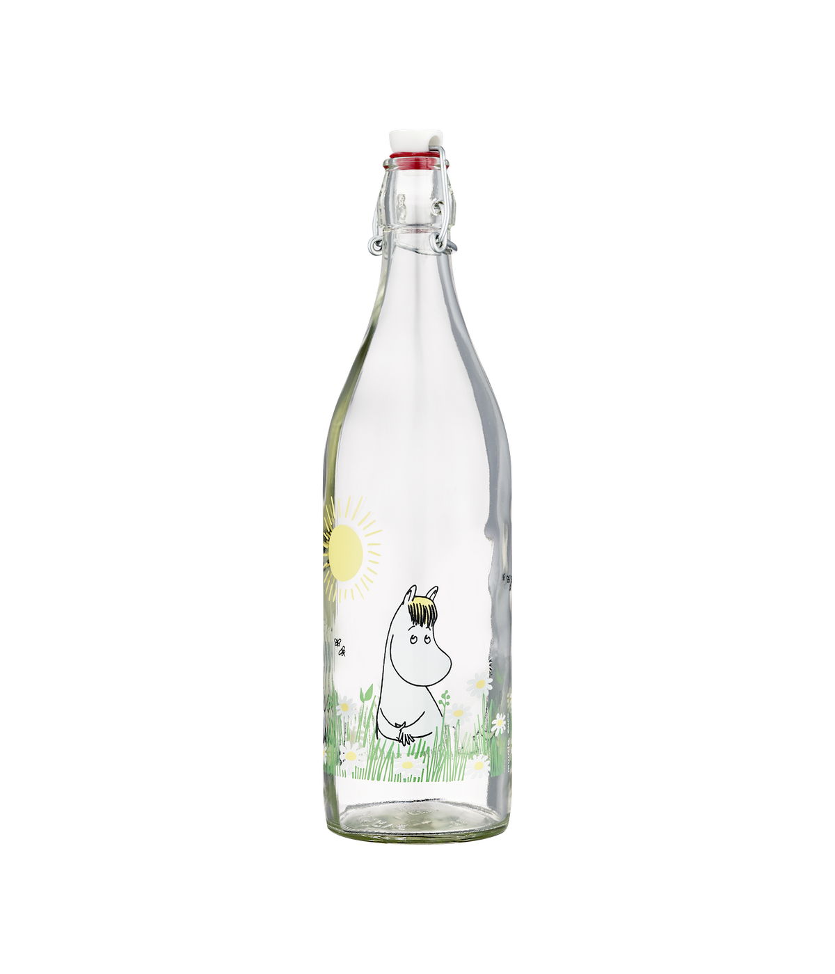 **Available Mid-March** MOOMIN | Glass Bottle with clamp stopper | Meadow | 1 L **New**