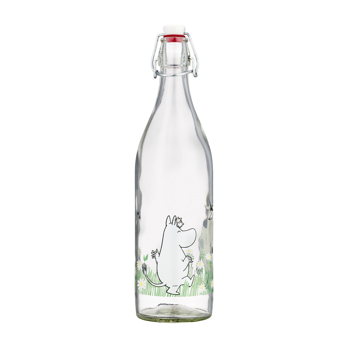 **Available Mid-March** MOOMIN | Glass Bottle with clamp stopper | Meadow | 1 L **New**