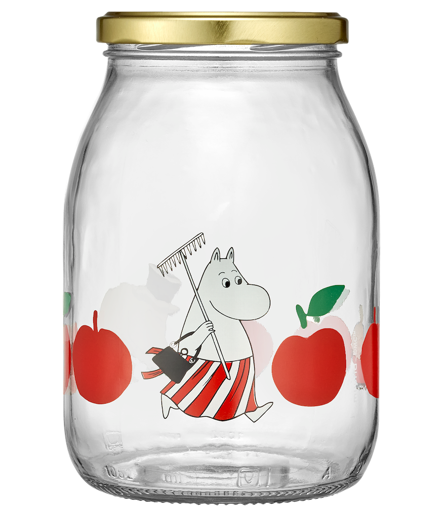 MOOMIN | Glass Kitchen Jar With Screw Top Lid  | Joyful Apples | 1 L