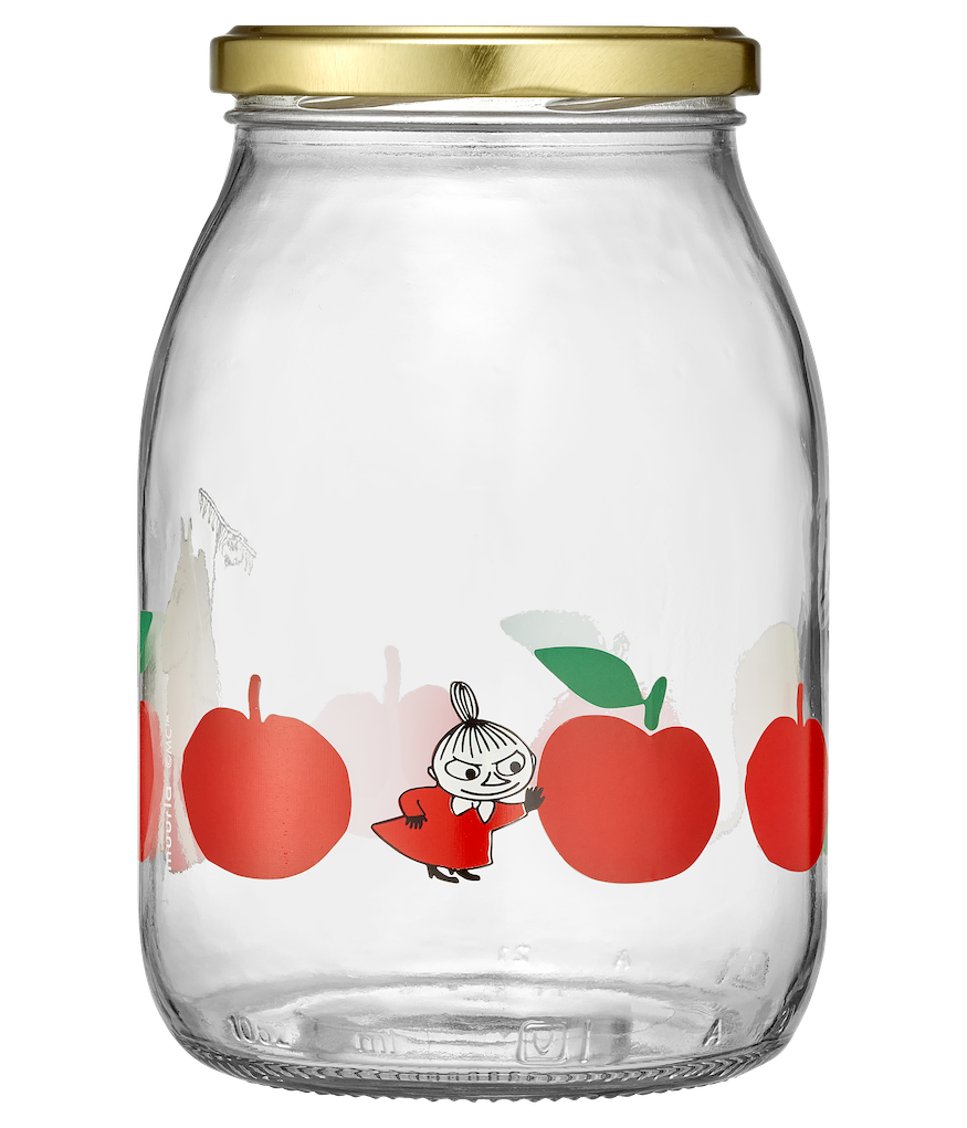 MOOMIN | Glass Kitchen Jar With Screw Top Lid  | Joyful Apples | 1 L