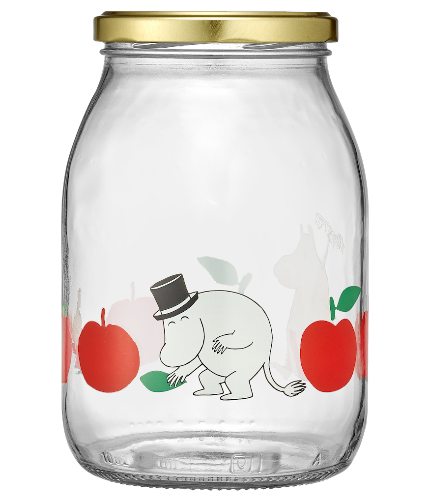 MOOMIN | Glass Kitchen Jar With Screw Top Lid  | Joyful Apples | 1 L