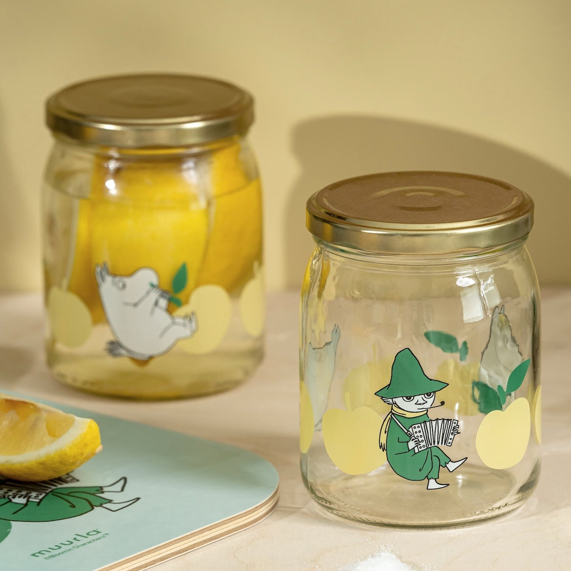 MOOMIN | Glass Kitchen Jar With Screw Top Lid | Joyful Apples | 0.5L
