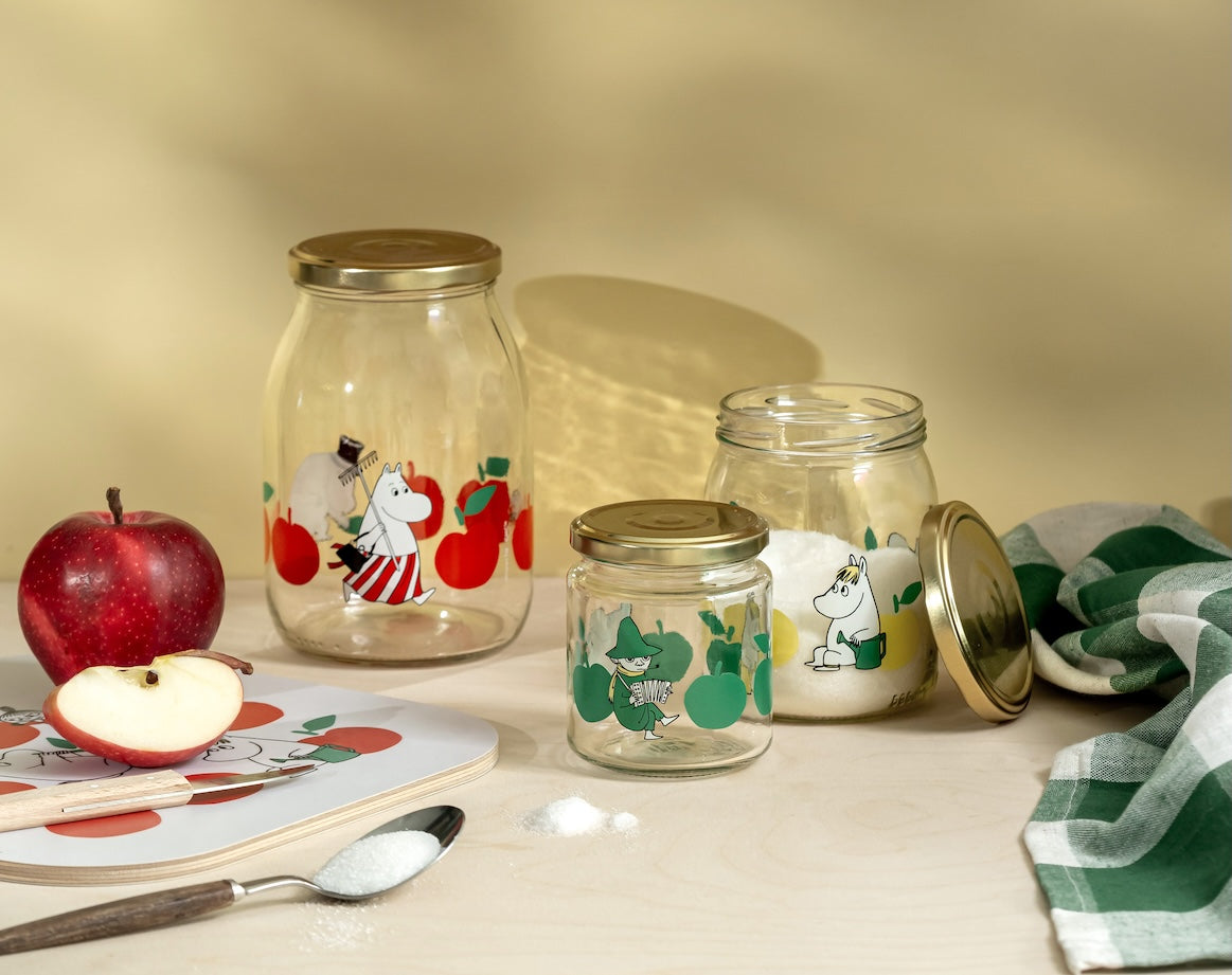 MOOMIN | Glass Kitchen Jar With Screw Top Lid  | Joyful Apples | 1 L