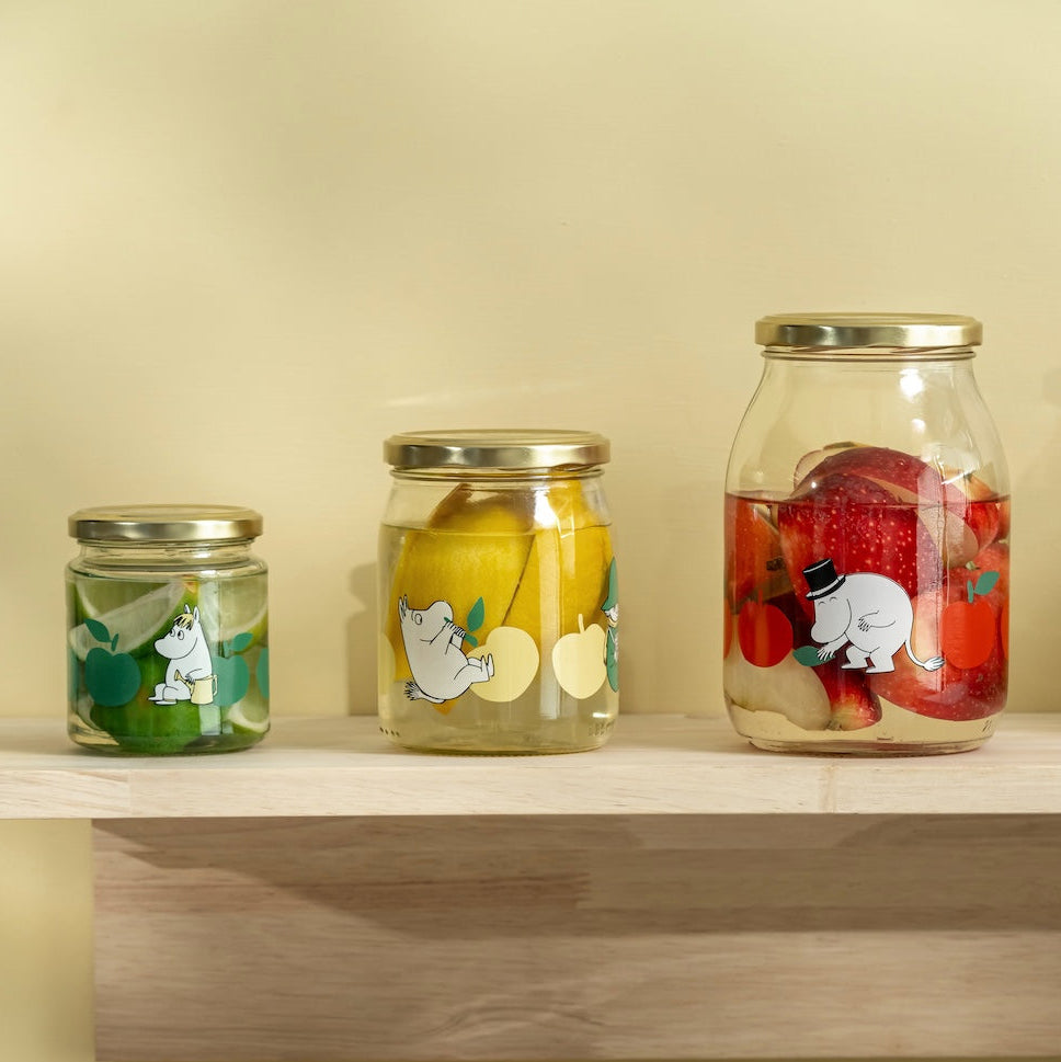 MOOMIN | Glass Kitchen Jar With Screw Top Lid  | Joyful Apples | 1 L