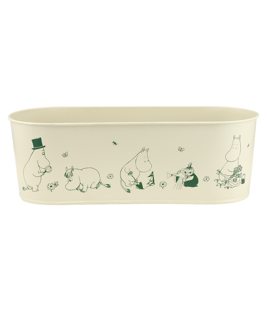 MOOMIN | Tin Flower Pot, Oval | Gardenia | 28 x 11 x 9.5cm