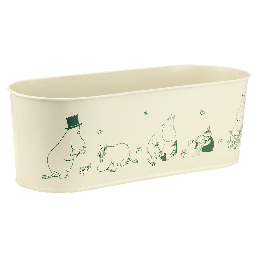 MOOMIN | Tin Flower Pot, Oval | Gardenia | 28 x 11 x 9.5cm