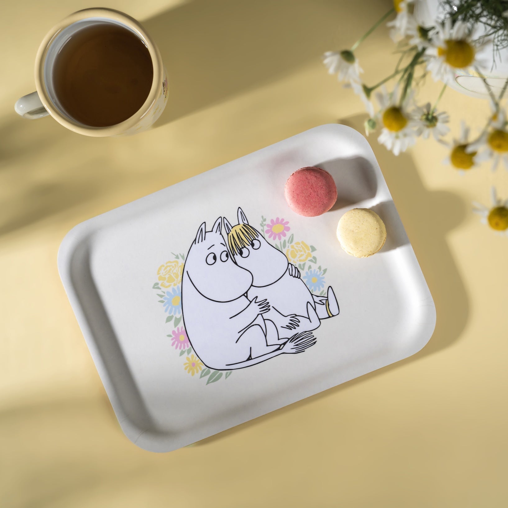 Moomin Flowers Tray 27 x 20cm featuring Moomintroll and Snorkmaiden 