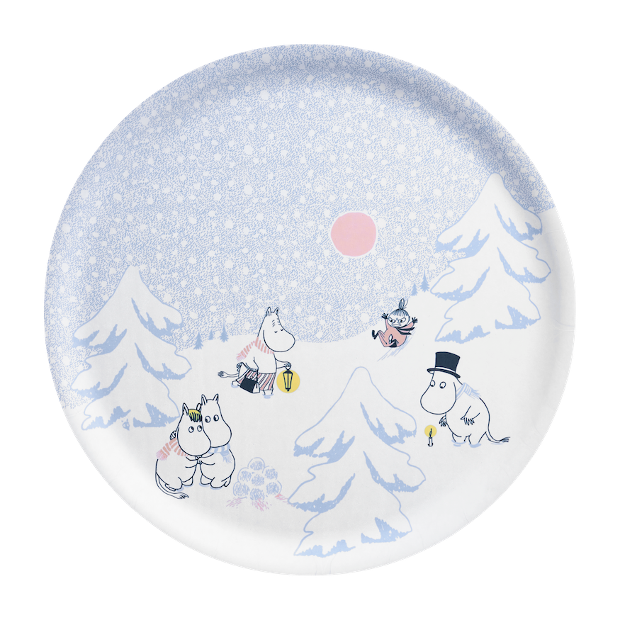 Let It Snow Muurla Tray featuring Moomintroll, Snrokmaiden, Moominmamma, Moominpappa and Little My!