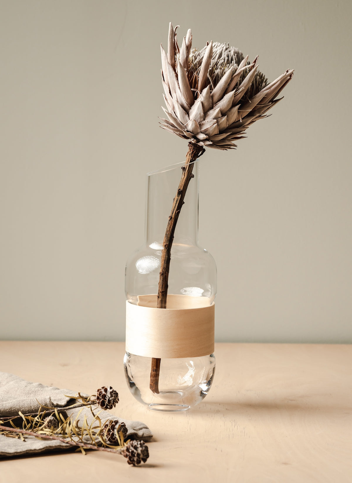 Single Stem Flower placed in a Veneer Pitcher by Muurla Design