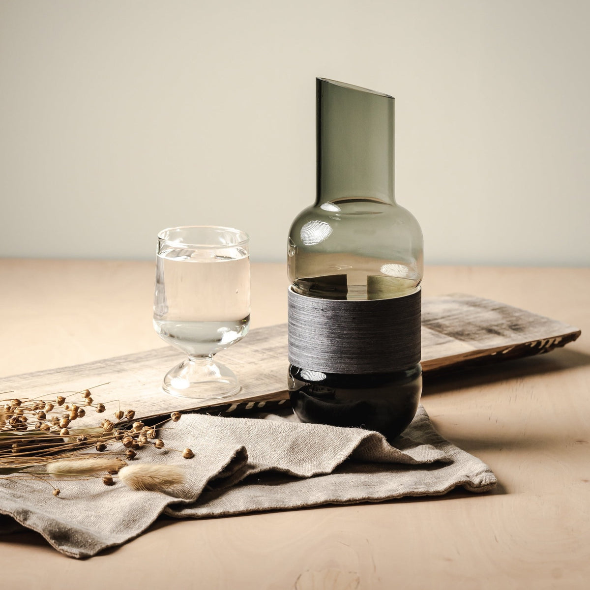 Muurla Design&#39;s Spa Series. OLO Drinking Glasses and Veneer Pitchers 