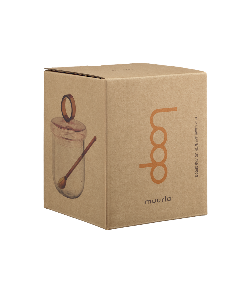 MUURLA | Loop Sugar Jar with Lid and Spoon  | Clear/Pink/Amber | 10cm ⌀ / 14cm High